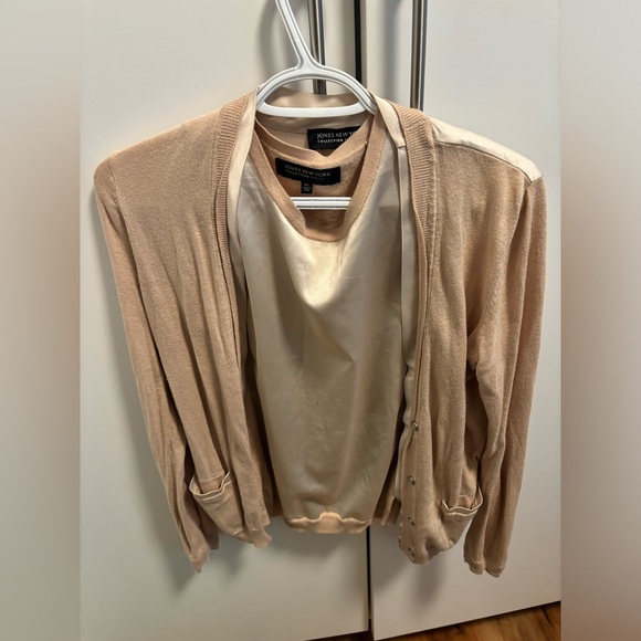Combo Satin and Knit Sweater Top - Picture 2 of 2